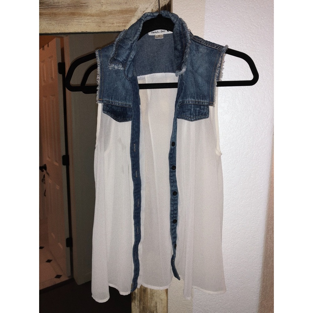 White button-up Jean Blouse